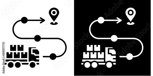 Distribution Route  Icon Set White Glyph Style Collection