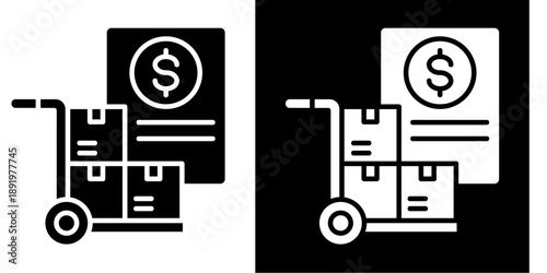 Purchase Order  Icon Set White Glyph Style Collection