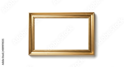 Golden Picture Frame on White Background.