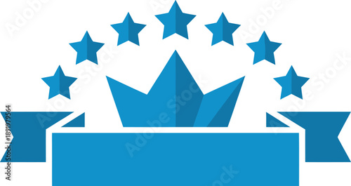 Blue Crown and Stars Emblem with Banner for or Recognition