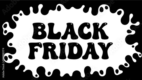 Black Friday sale text in playful font on black background  