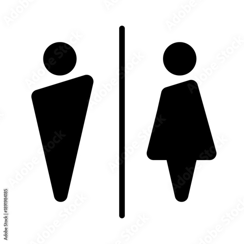 Restroom Toilet Sign Icon Male Female.  Isolated on white background. Editable vector illustration EPS 10.