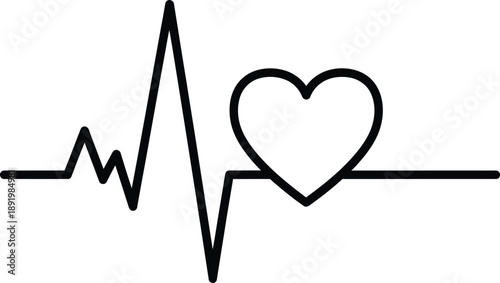 Heartbeat line with heart symbol Vector