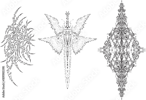 tribal cybersigilism tattoo design