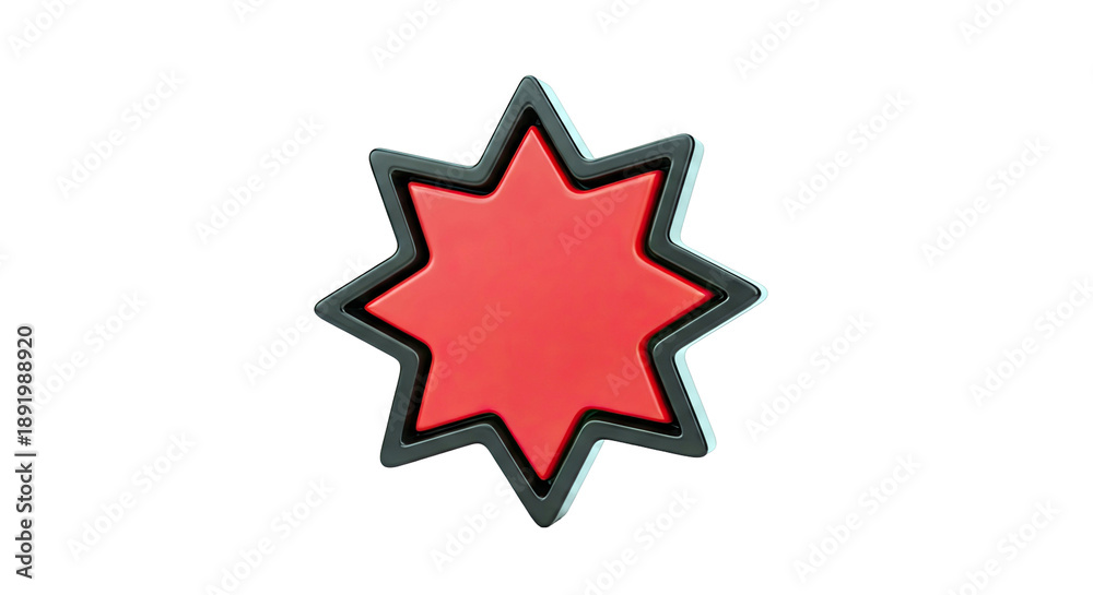 Obraz premium Red Starburst Icon with Black Outline