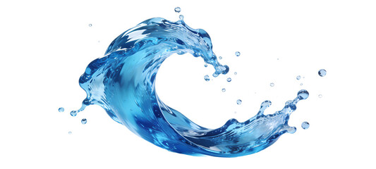 Vibrant blue water splash with floating droplets and air bubbles, capturing dynamic motion and fluid energy. Ideal for representing water, nature, or refreshing themes.