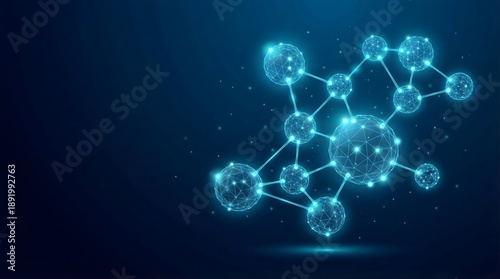 Wallpaper Mural Molecular Structure Glowing With Blue Light In Dark Scientific Digital Background Torontodigital.ca