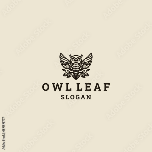 Owl leaf logo template vector illustration design