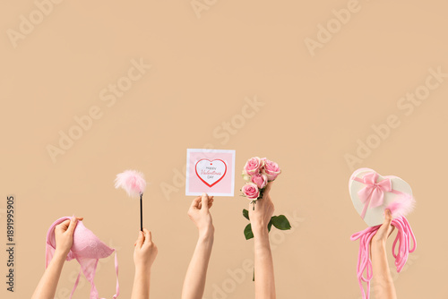 Female hands with sex toys,...