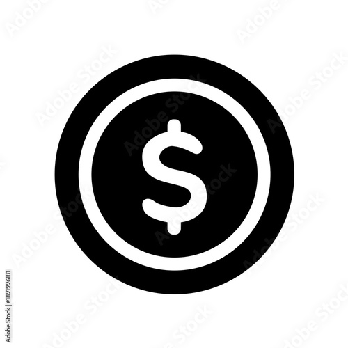 Obraz na plátně A simple circular coin icon with a dollar sign in the center, representing currency, cash, value, and basic units of financial wealth