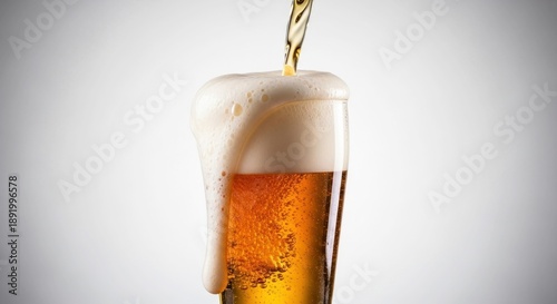 Wallpaper Mural A refreshing beer being poured into a glass, showcasing frothy foam and bubbles, perfect for celebrating moments or enjoying a casual gathering.pub concept, copy space Torontodigital.ca