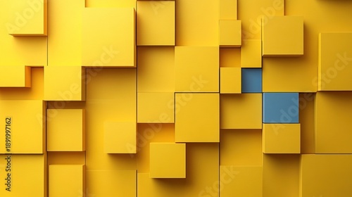 Yellow 3D Cubes with Blue Accent.