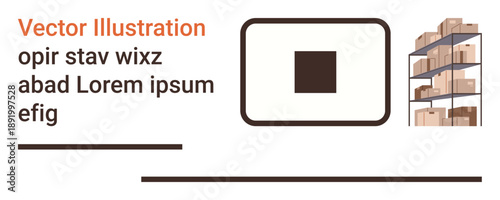 Logistics, inventory tracking, warehouse organization, storage management, supply chain, business operations. Visual showcases labeled shelves and storage box. Logistics and inventory tracking