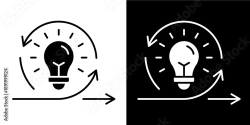 Agile Innovation  Icon Set White Glyph Style Collection