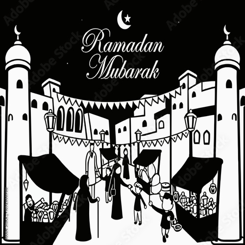 Ramadan Mubarak - Traditional Middle Eastern Street Scene
