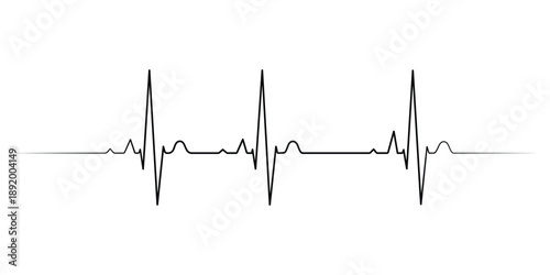 Continuous one line representing a heartbeat outline vector art illustration, Heart beat one line. Continuous lines heart beats drawing. Vector illustration.