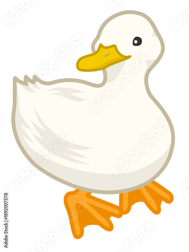 横を向いた白いアヒルのベクターイラスト
