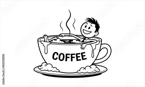 A Person Enjoying a Relaxing Bath in a Giant Cup of Coffee