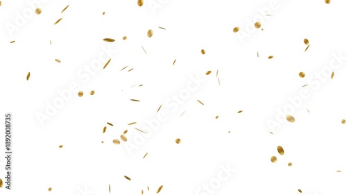 3d golden coins falling down, realistic gold coins falling in slow motion, 4k loopable overlay. Coin rain with alpha channel.