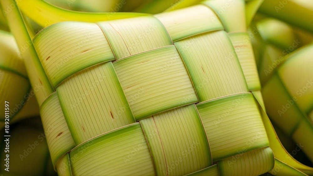 Obraz premium Close-up of woven palm leaves in traditional Southeast Asian style