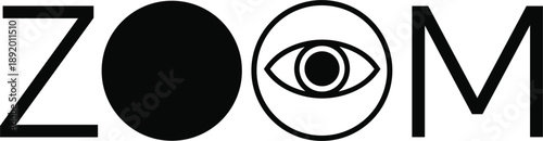 Black and white zoom with eye in the O lettering