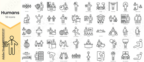 Set of Humans icons. Simple line art style icons pack. Vector illustration