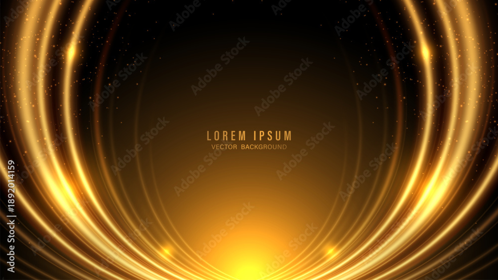 Fototapeta premium Abstract golden light curve vector background