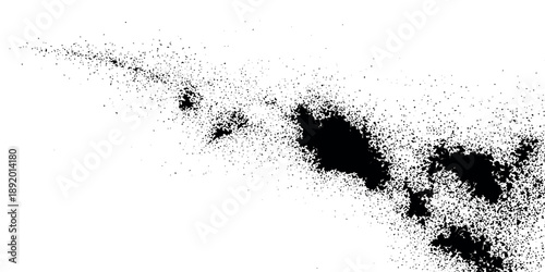 Black stained scratched dusty grunge micro dust isolated on transparent background, ink splat background or sketch art or distressed vintage grunge texture made by various scratches.