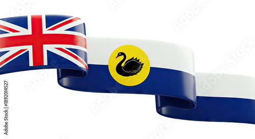 Western Australia Flag and Union Jack Waving