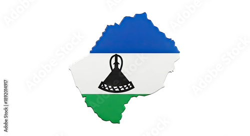 Map of Lesotho with Flag