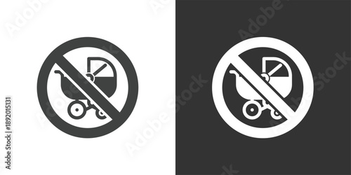 No Strollers Allowed icon set. Solid glyph series icons