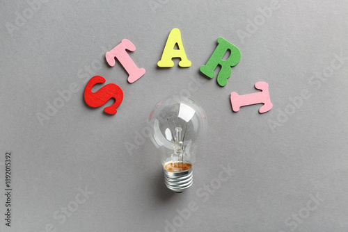 Word START with light bulb ...