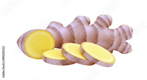 Ginger root and slices