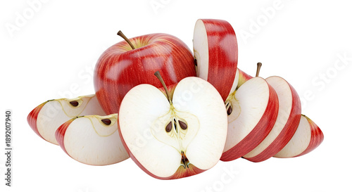 Red Apples, Whole and Sliced