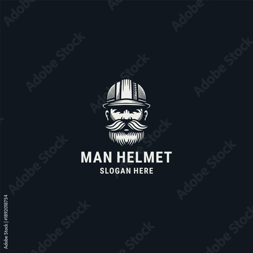 Man helmet logo style icon design template vector illustration