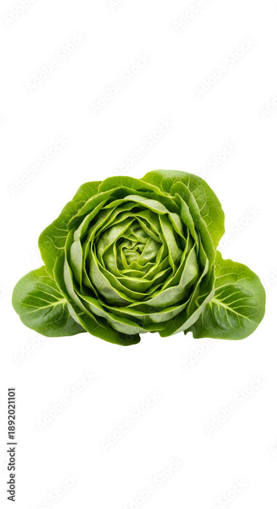 Fototapeta premium A vibrant, close-up shot of a perfect, healthy head of crisp, green lettuce against black