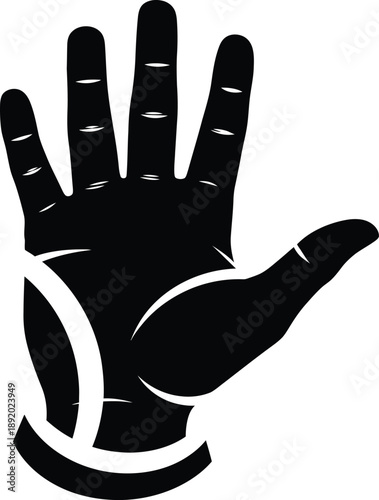 Iconic Hand Symbol Representing Five Fingers and Open Palm, a Universal Gesture of Communication and Greeting