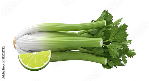 Celery stalks and lime slice