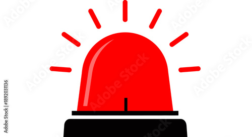 Bold red emergency siren illustration with flashing beacon for warning signal design.