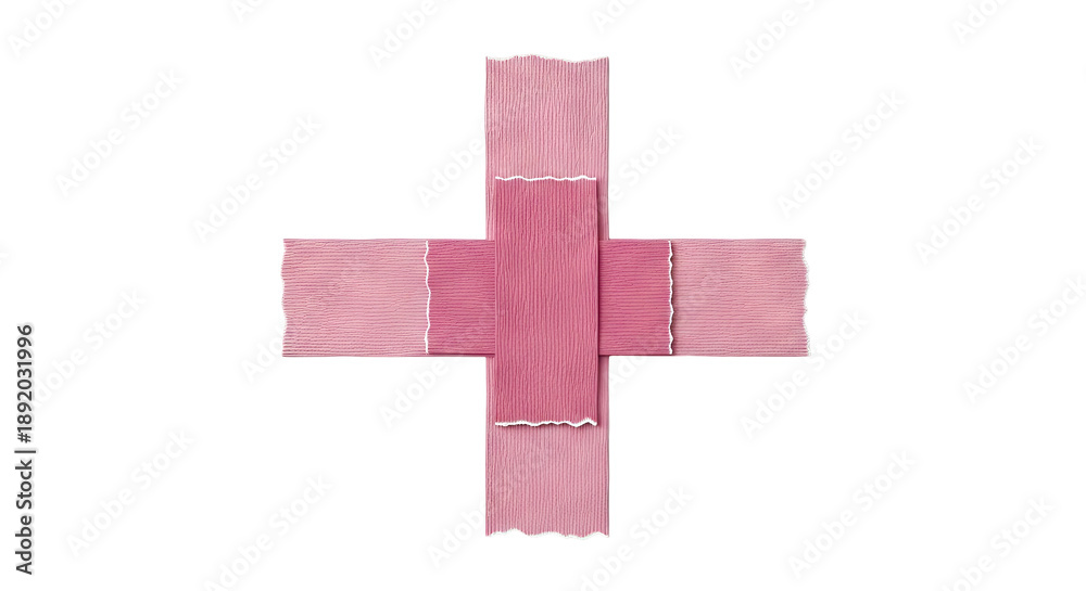 Obraz premium Pink Cross Made of Textured Ribbons