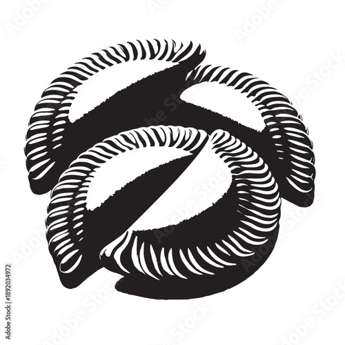 Black Beef Empanadas Silhouette Vector, High Quality Illustration on White Background