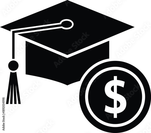 Graduation Cap and Dollar Coin Symbolizing Educational Funding and Investment