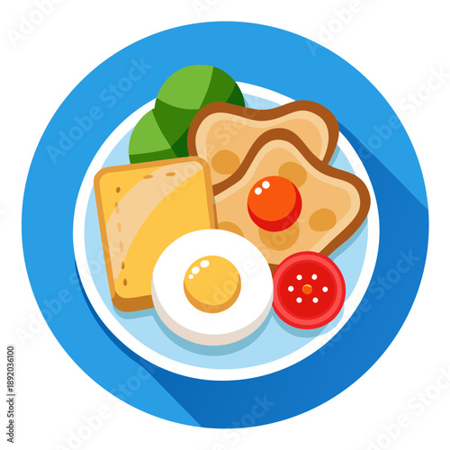 Delicious breakfast plate with egg toast cheese tomato and avocado