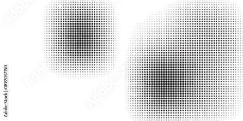 Dotted halftone gradient texture. Vanishing polka dot background. Repeating dots gradation pattern background. Black fading comic pop art overlay backdrop. Raster effect wallpaper. Vector halftone