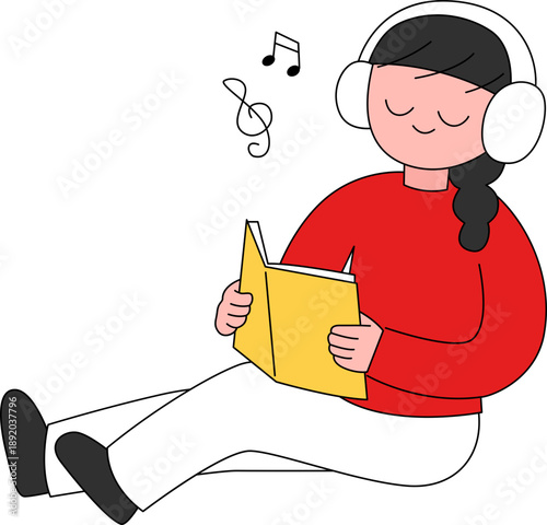 독서 음악감상 헤드셋 사람