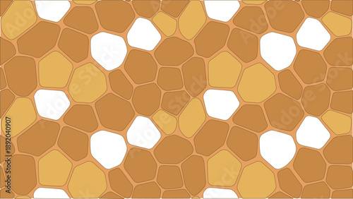 Abstract pattern of irregular shapes in orange and white