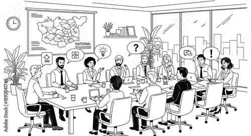 group of business people with speech bubbles