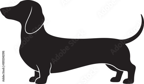 Dachshund Dog Silhouette Vector,Cute Sausage Dog Black Icon