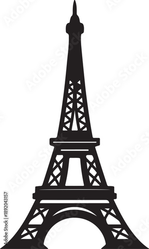 A famous metal silhouette of the Eiffel Tower vector illustration isolated on white represents a French landmark symbol for Paris tourism and European travel architecture