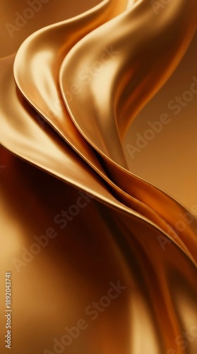 Elegant Golden Silk Fabric Flowing Abstract Background.